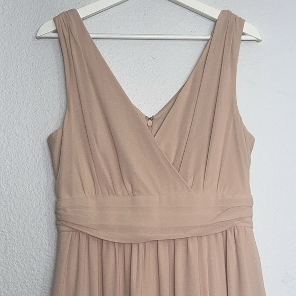 Lulus Thoughts of Hue Blush Surplice Maxi Long Dress Side Split Size Medium NWT - Picture 4 of 10